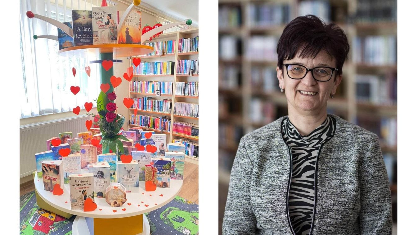 Különleges Valentin-napi dekoráció az előszállási könyvtárban