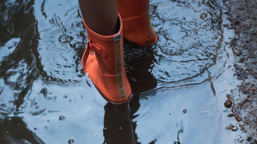 Rubber boots out!  – a section of the bike path became a moat