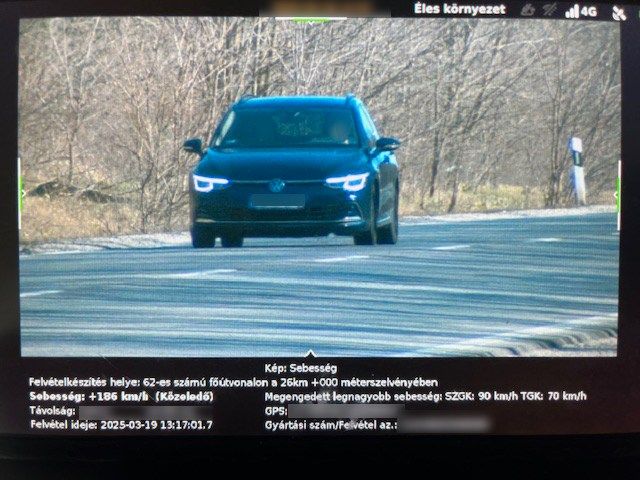 Mások életével játszott az ámokfutó sofőr: 90 km/h helyett 186-tal száguldozott a 62-es számú úton. 312 000 forintja bánta, még a traffipax is kiakadt.