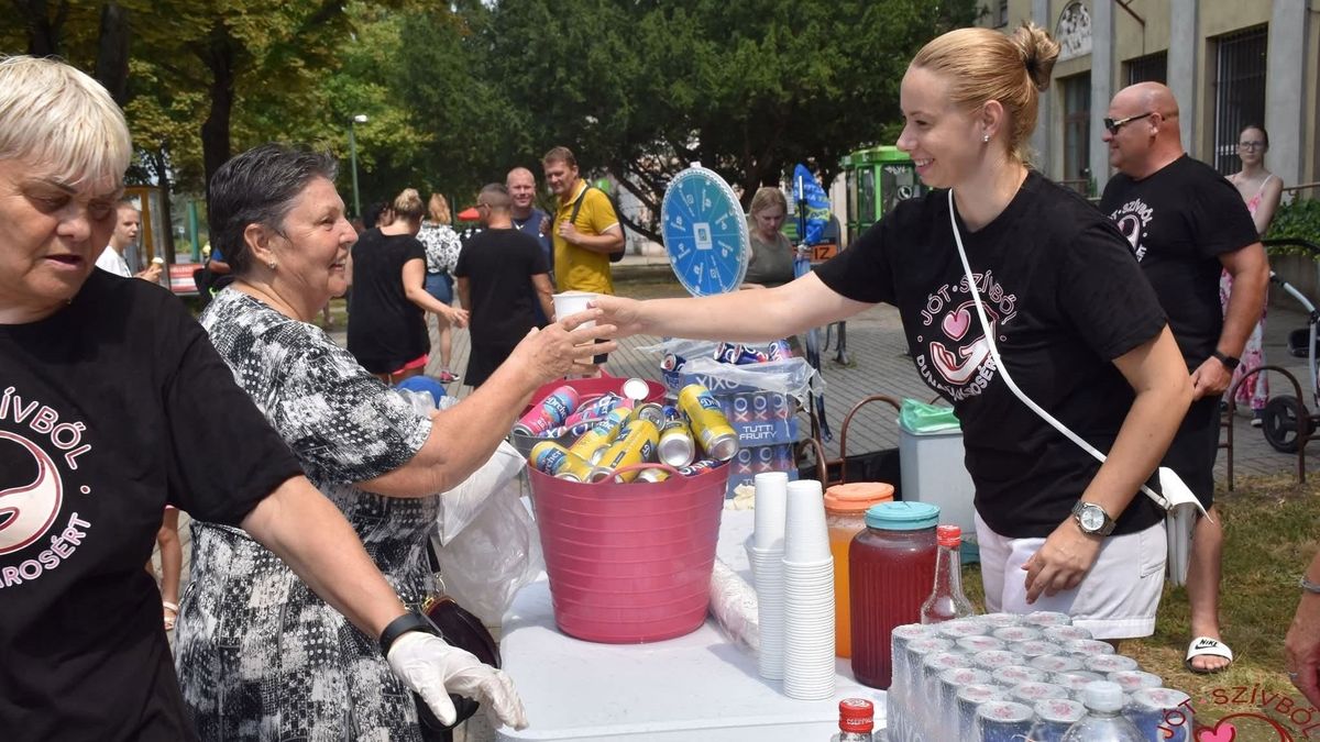 Felfrissülés és figyelmesség a hőségben, fagylatot, gyümölcsöt, vizet osztanak Dunaújvárosban