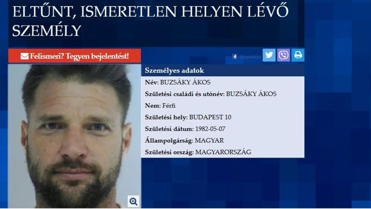 Eltűntként körözik Buzsáky Ákost – a rendőrség is megerősítette a hírt